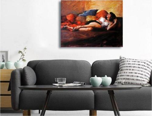 Yağlı Boya Uzanan Kadın Kanvas Tablo 20x30 cm B-13-349 20x30 cm