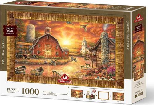 1000 Parça Puzzle Gün Batımı Yolculuğu Çerçeveli 5692