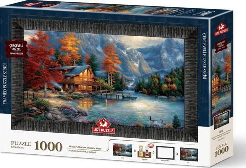 1000 Parça Puzzle Nehir Üzerinde Kış Gölgesi Çerçeveli 5696