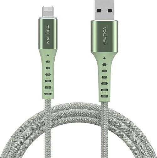 Nautica C65 MFI Lightning to USB-A 12W Örgülü Hızlı Şarj ve Data Kablosu 1.2M Yeşil