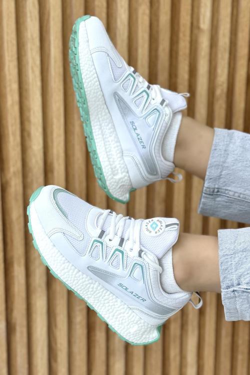 Kadın Bej Gri Ortopedik Confort Taban fileli Sneaker Günlük Spor Ayakkabı 029 SLZ00046