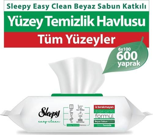 Easy Clean Beyaz Sabun Katkılı Yüzey Temizlik Havlusu 6X100 (600 Yaprak)