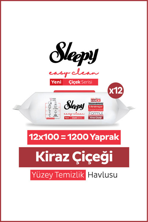 Easy Clean Kiraz Çiçeği Yüzey Temizlik Havlusu Mendili 12x100 (1200 Yaprak)