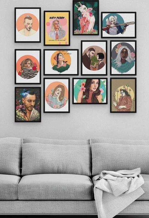 Ünlüler 12 Parça Ahşap Mdf Tablo Zlltb343