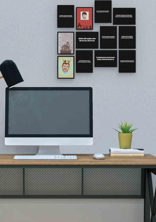 Azer Bülbül 12 Parça Mdf (ahşap) Tablo Ofis Boyu 