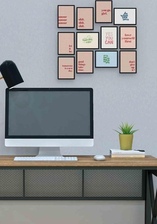 Anlamlı Sözler 12 Parça Mdf (ahşap) Tablo Ofis Boyu 