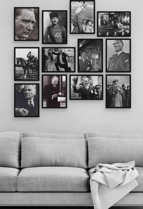 Mustafa Kemal Atatürk 12 Parça Ahşap Mdf Tablo Zlltb272