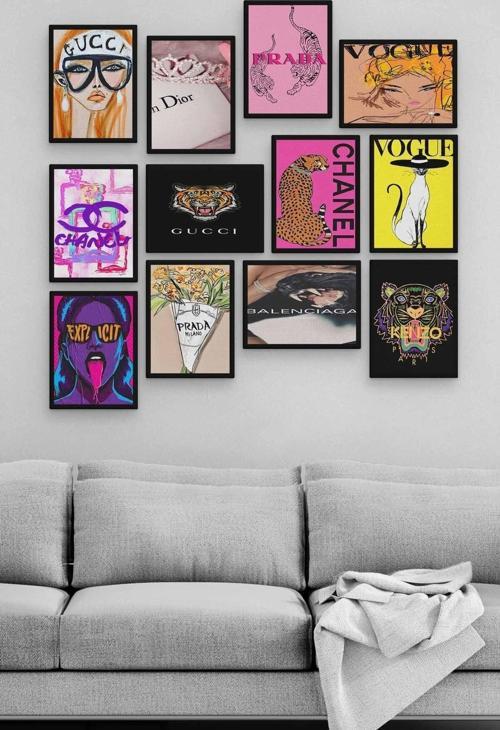 Markalar 12 Parça Ahşap Mdf Tablo Zlltb382