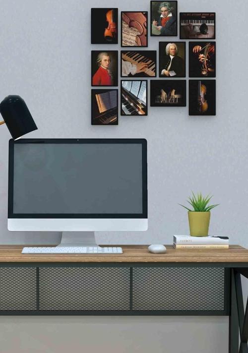 Klasik Müzik 12 Parça Mdf (ahşap) Tablo Ofis Boyu