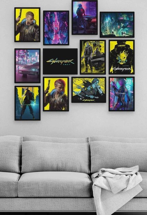 Cyberpunk 12 Parça Ahşap Mdf Tablo Zlltb263