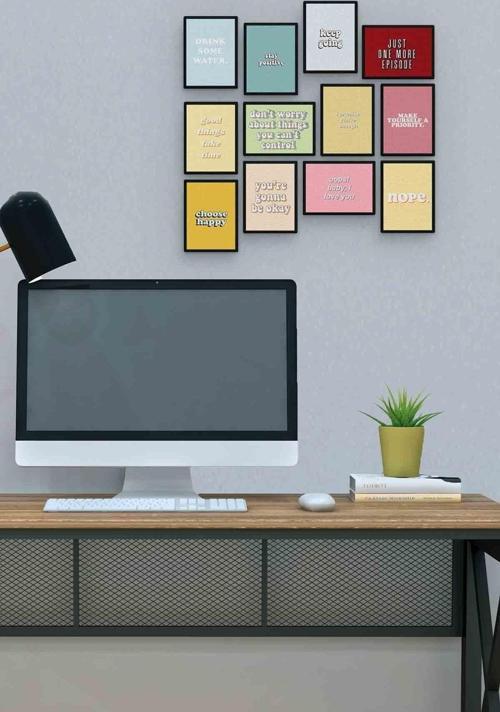 Ingilizce Sözler 12 Parça Mdf (ahşap) Tablo Ofis Boyu 