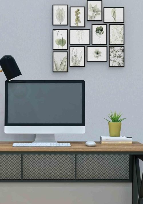 Soluk Çiçekler 12 Parça Mdf (ahşap) Tablo Ofis Boyu 