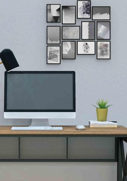 Gri 12 Parça Mdf (ahşap) Tablo Ofis Boyu 