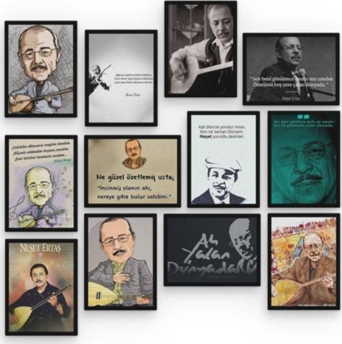 Neşet Ertaş 12 Parça Ahşap Mdf Tablo Zlltb430