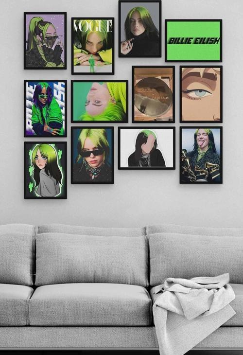 Billie Eilish 12 Parça Ahşap Mdf Tablo Zlltb417