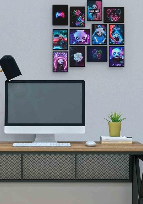 Neon Panda 12 Parça Mdf (ahşap) Tablo Ofis Boyu 