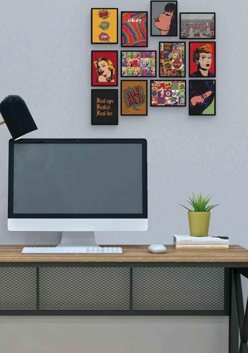 Pop Art 12 Parça Mdf (ahşap) Tablo Ofis Boyu 
