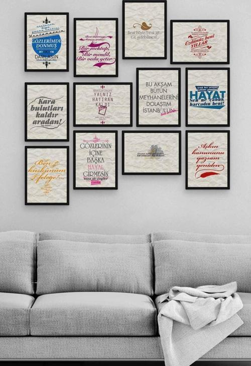 Kırışmış Kağıt 12 Parça Ahşap Mdf Tablo Zlltb156