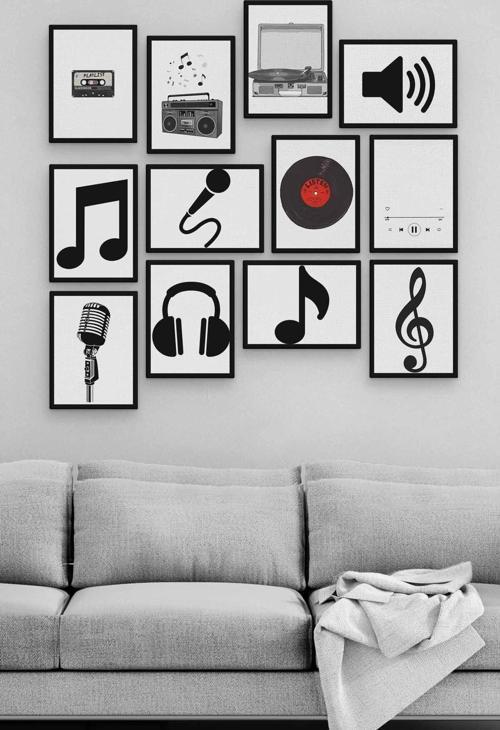 Müzik 12 Parça Ahşap Mdf Tablo Zlltb195