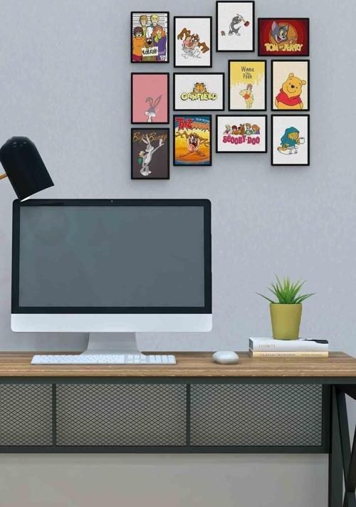 Çizgi Film 12 Parça Mdf (ahşap) Tablo Ofis Boyu 