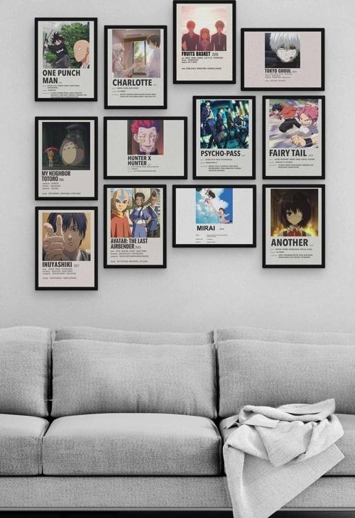 Anime Poster 12 Parça Ahşap Mdf Tablo Zlltb345