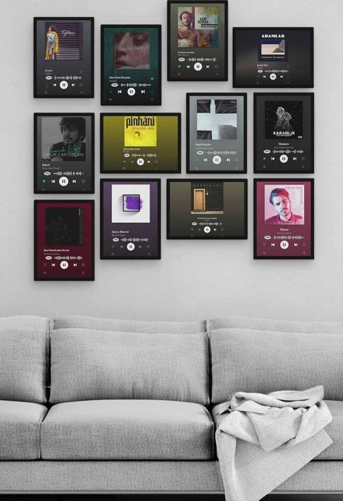 Slow Spotify 12 Parça Ahşap Mdf Tablo Zlltb160