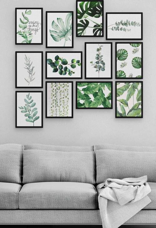 Yaprak 12 Parça Ahşap Mdf Tablo Zlltb240