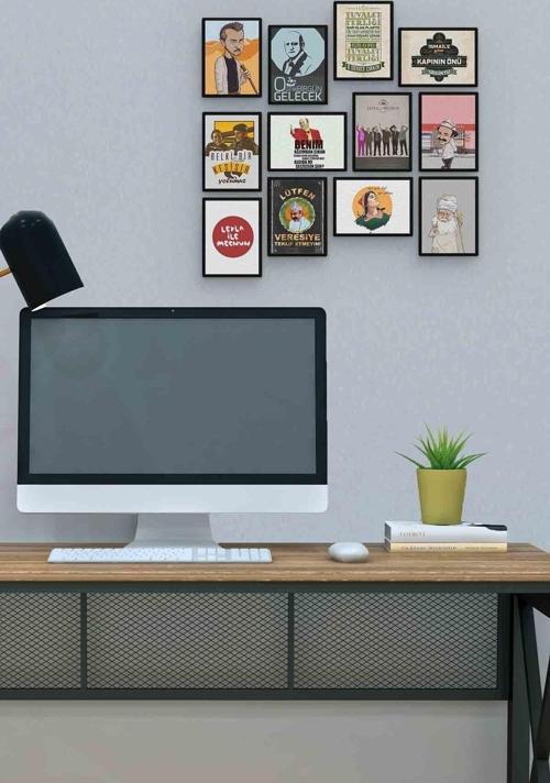 Leyla Ile Mecnun 12 Parça Mdf (ahşap) Tablo Ofis Boyu 