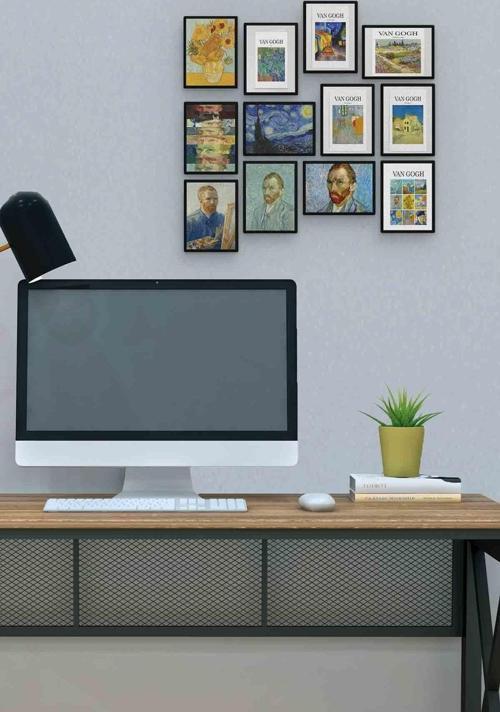 Van Gogh 12 Parça Mdf (ahşap) Tablo Ofis Boyu 