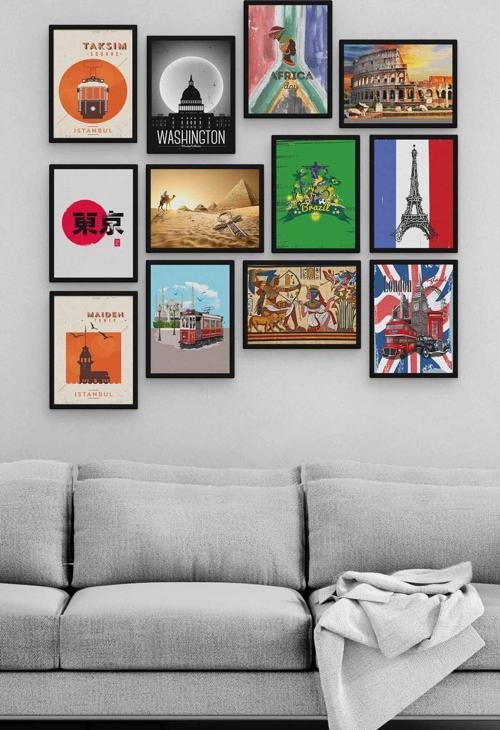 Şehirler 12 Parça Ahşap Mdf Tablo Tgtb1586