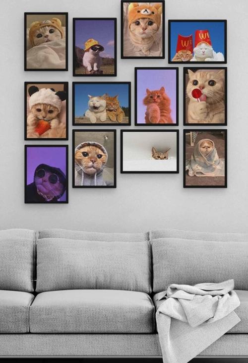 Kedi 12 Parça Ahşap Mdf Tablo Zlltb220