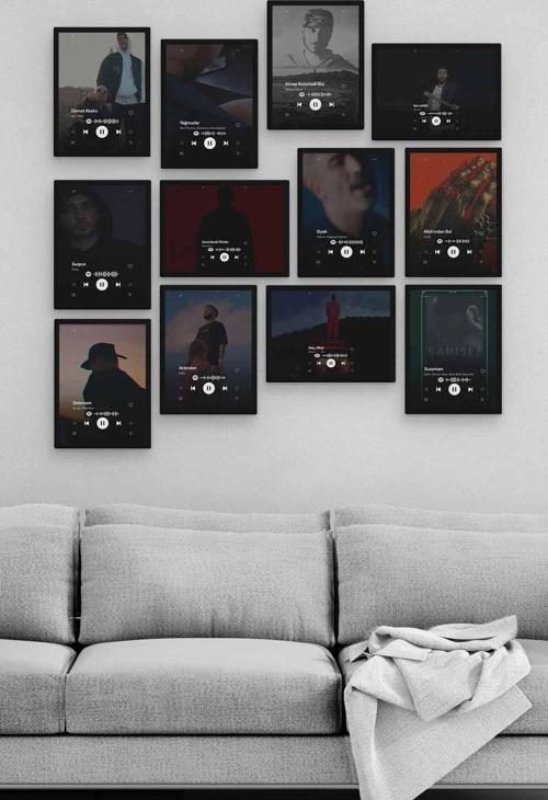 Rap Spotify 12 Parça Ahşap Mdf Tablo Zlltb164