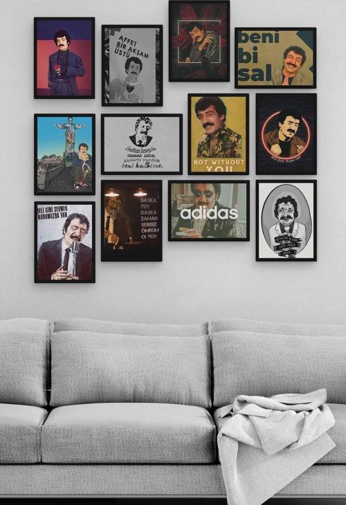 Müslüm Gürses 12 Parça Ahşap Mdf Tablo Zlltb428