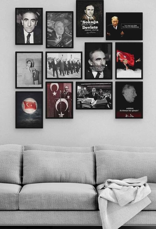 Alparslan Türkeş 12 Parça Ahşap Mdf Tablo Zlltb285