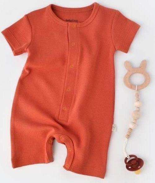 Organik Kısa Kollu Tulum Tarçın - Csyw1015 - Rebebe Tarçın 12-18 Ay
