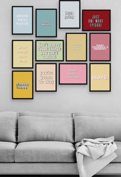 Ingilizce Sözler 12 Parça Ahşap Mdf Tablo Zlltb300