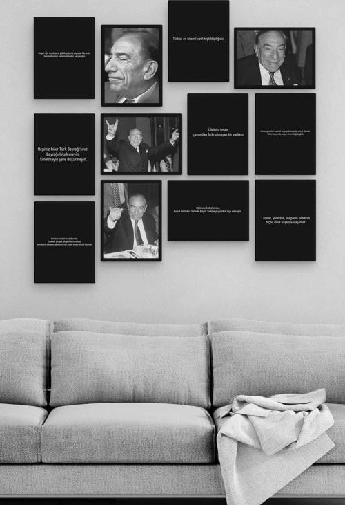 Alparslan Türkeş 12 Parça Ahşap Mdf Tablo Zlltb280