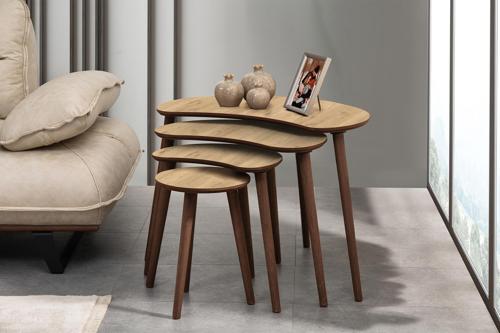 MOON 4LÜ MDF AHŞAP ZİGON SEHPA - MEŞE