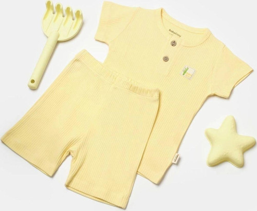 Organik Şort & Tişört Set Csyb9041 Sarı 3-6 Ay