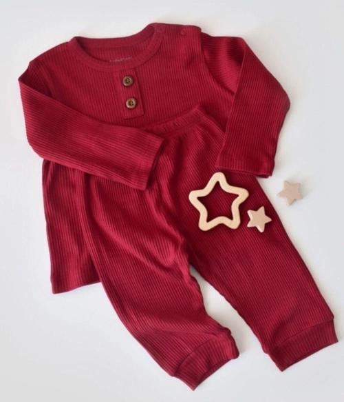 Rebebe Modal Pantolon & Badi Bebek Takımı - Csym11502 - Rebebe Kırmızı 3-6 Ay