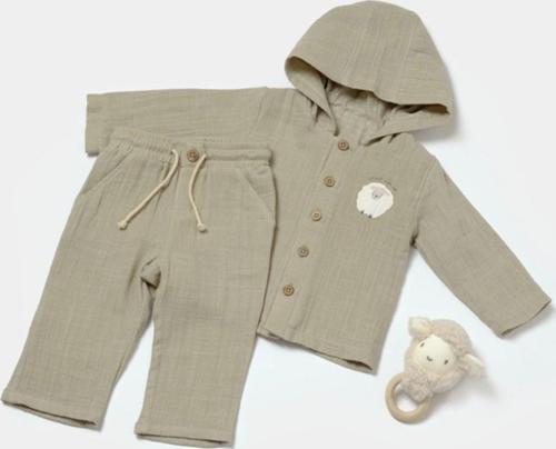 Organik Kapüşonlu Ceke T& Pantolon Set Yeşil 18-24 Ay