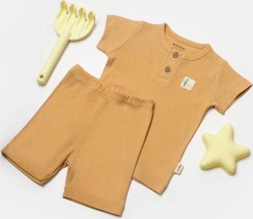 Organik Şort & Tişört Set Csyb9042 Kiremit 12-18 Ay
