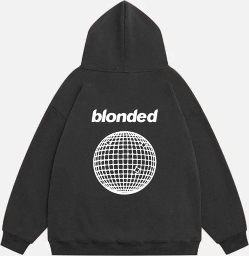 Unisex Blonde Baskılı Kapüşonlu Polarlı Oversize Sweatshirt Füme 2XL