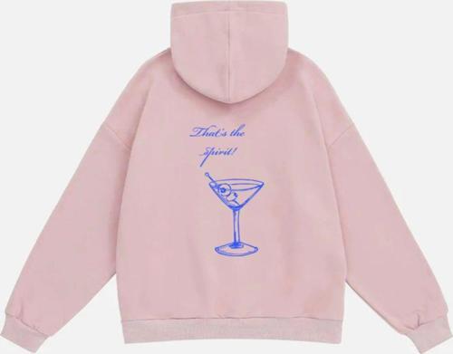Kadın That'S The Sprit Baskılı Kapüşonlu Polarlı Oversize Sweatshirt Pembe 2XL