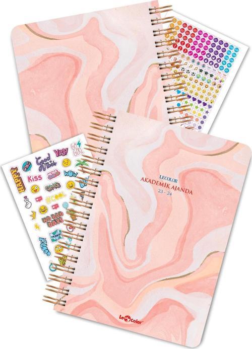 17 Aylık Akademik Ajanda 17x24 Spiralli 23/24 Stickerlı Marble