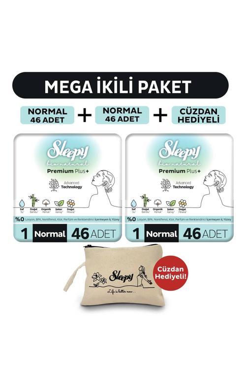 Bio Natural Premium Plus Hijyenik Ped Mega Paket Normal 46x2 (92 Adet) + Cüzdan Hediyeli