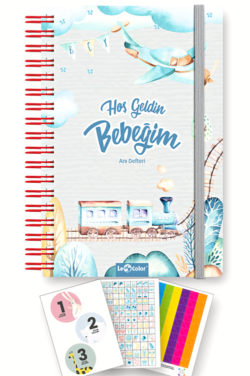 Bebek Anı Defteri ve Hamile Albümü Erkek + Sticker
