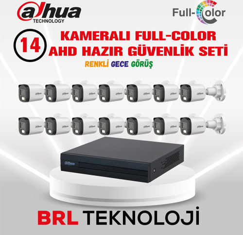 14 Kameralı 30 Metre Renkli Gece Görüşlü Full HD Güvenlik Kamera Seti