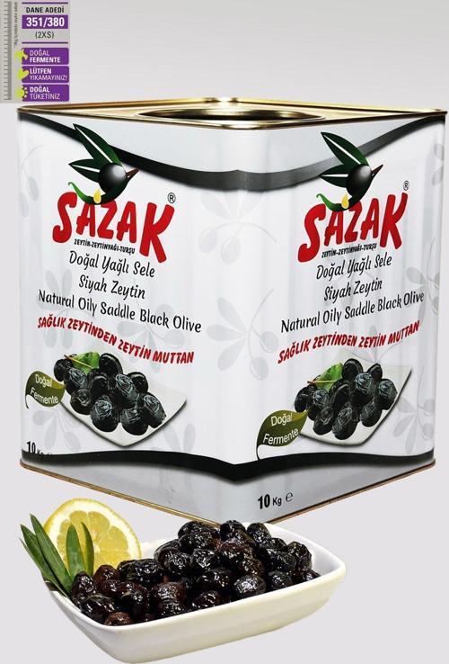 Doğal Yağlı Sele Siyah Zeytin 10 Kg Orta Büyüklük 351-380 Kalibre 2Xs