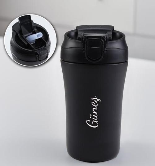 400Ml Pipetli Çelik Termos Siyah